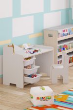 cocuk calisma masasi 90x45 cm 3 sepetli cocuk calisma masasi sirt dayamali sandalye