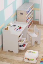 cocuk calisma masasi 90x45 cm 3 sepetli cocuk calisma masasi sirt dayamali sandalye