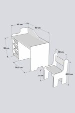 cocuk calisma masasi 90x45 cm 3 sepetli cocuk calisma masasi sirt dayamali sandalye