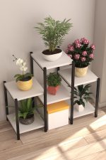 dekoratif 6 rafli metal ciceklik saksi standi saksilik cok amacli